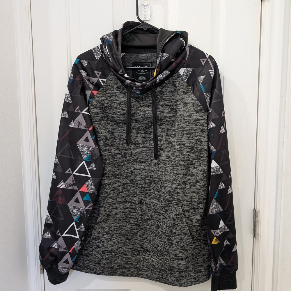 Black and Gray Geometric Hoodie